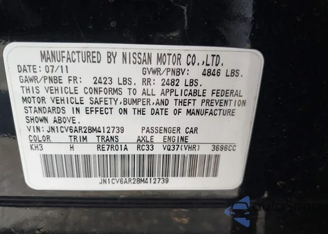 2011 Infiniti G37X from USA, damaged, VIN JN1CV6AR2BM412739
